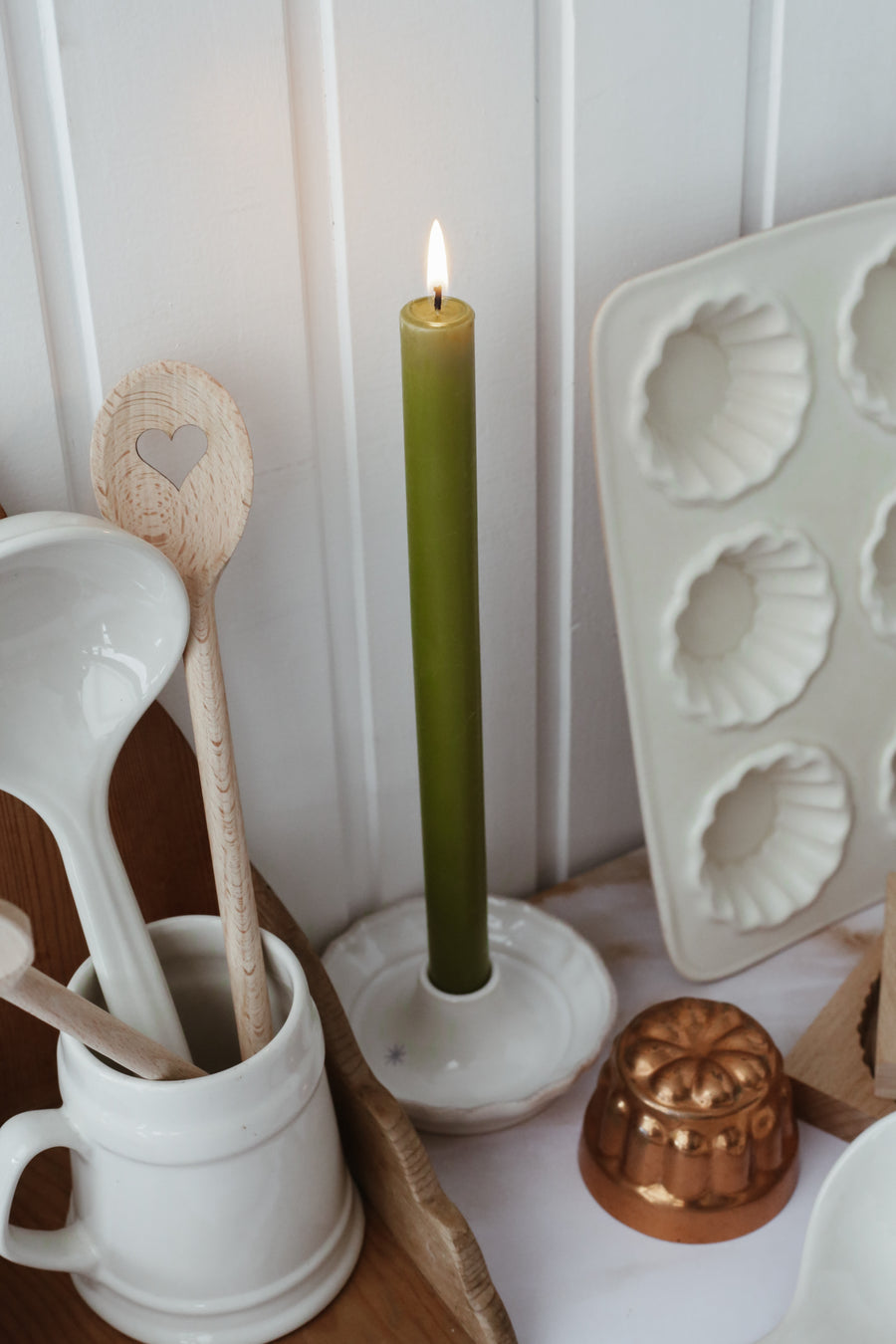Long Taper Candle - Olive