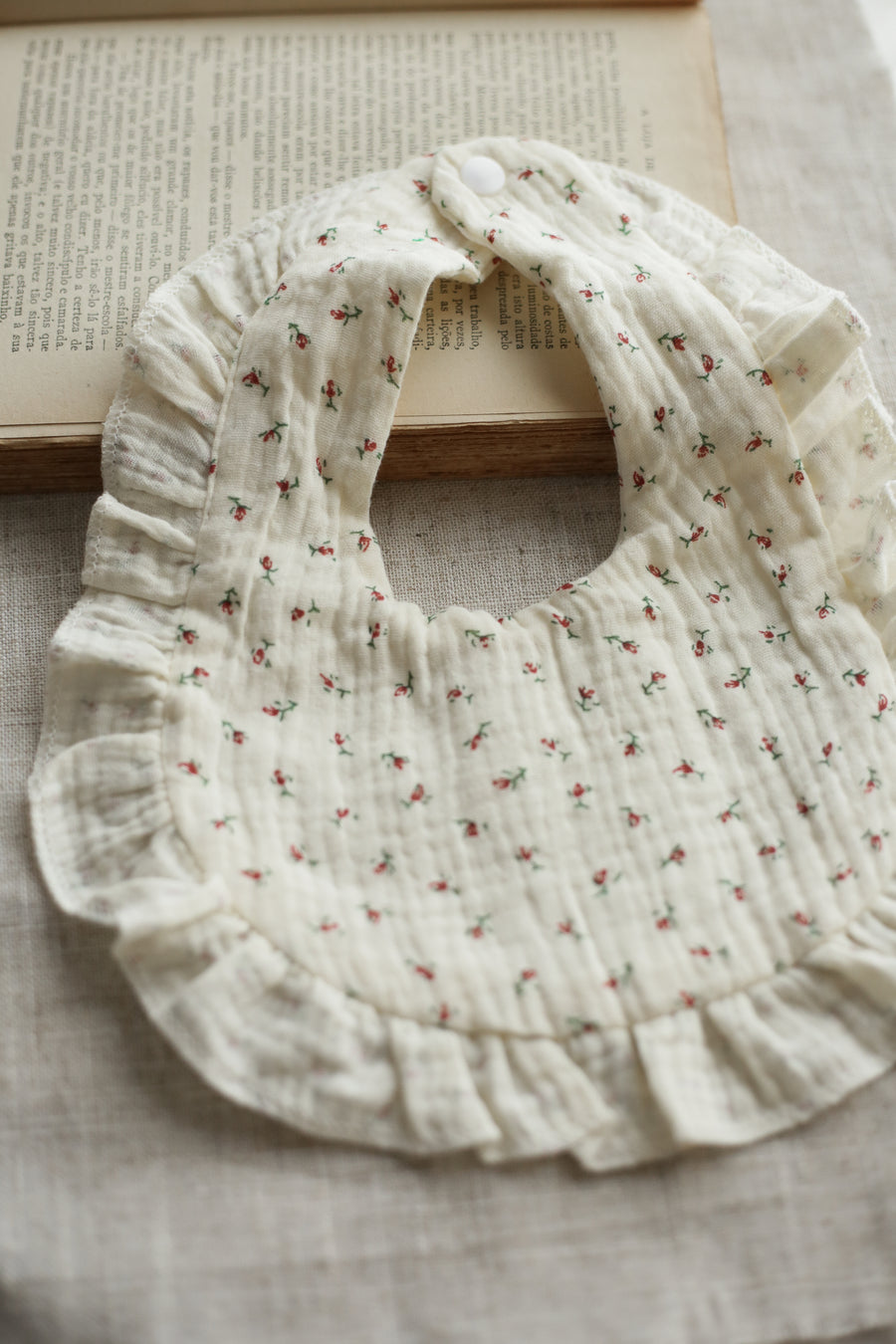 Ruffled Posy Muslin Bib