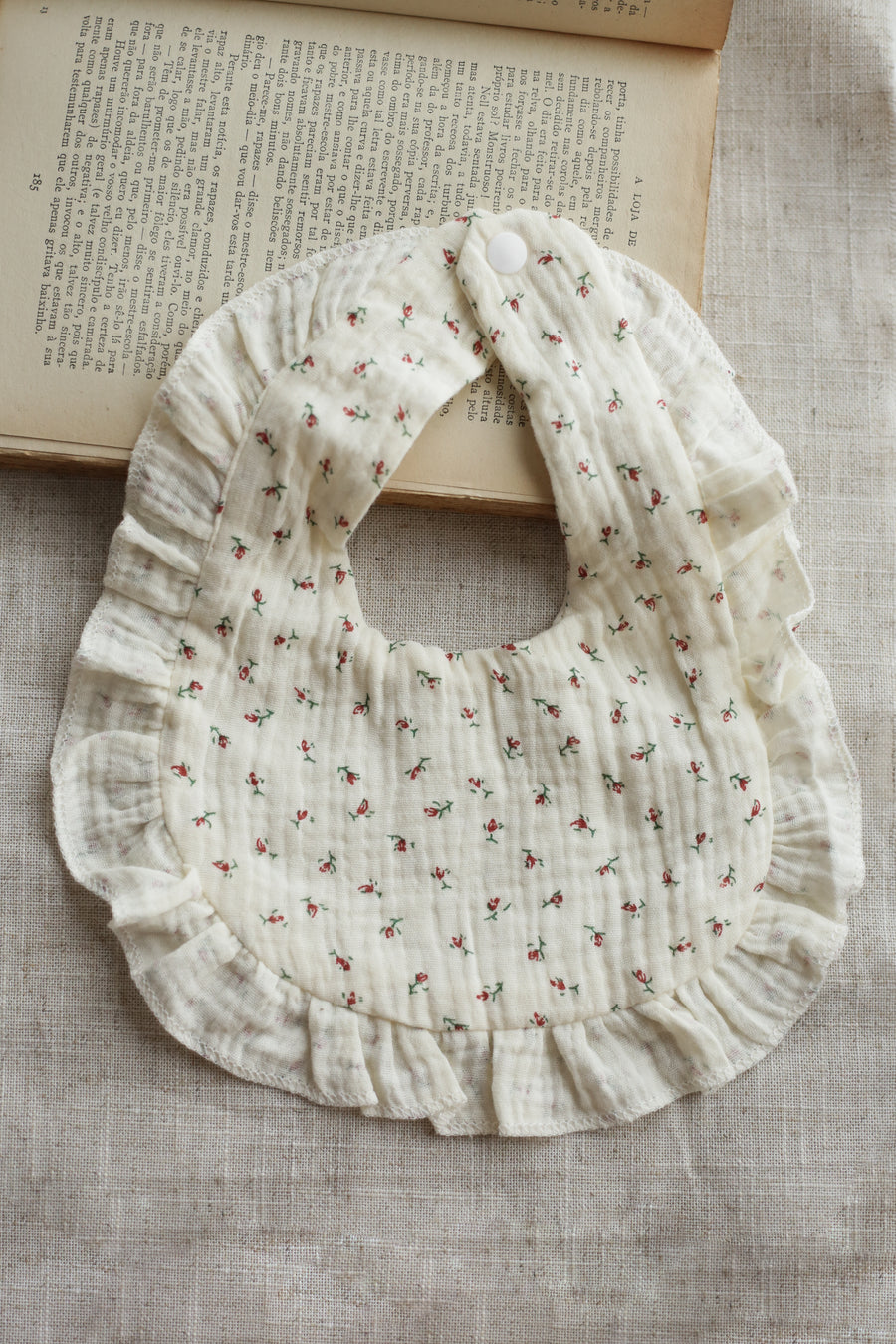 Ruffled Posy Muslin Bib