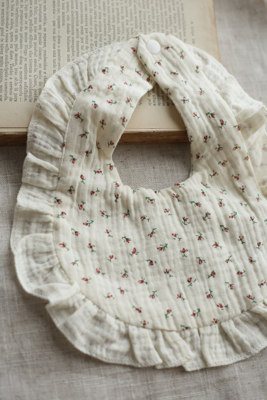 Ruffled Posy Muslin Bib