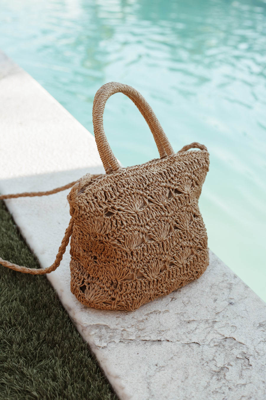 Coquillage Raffia Bag - Caramel