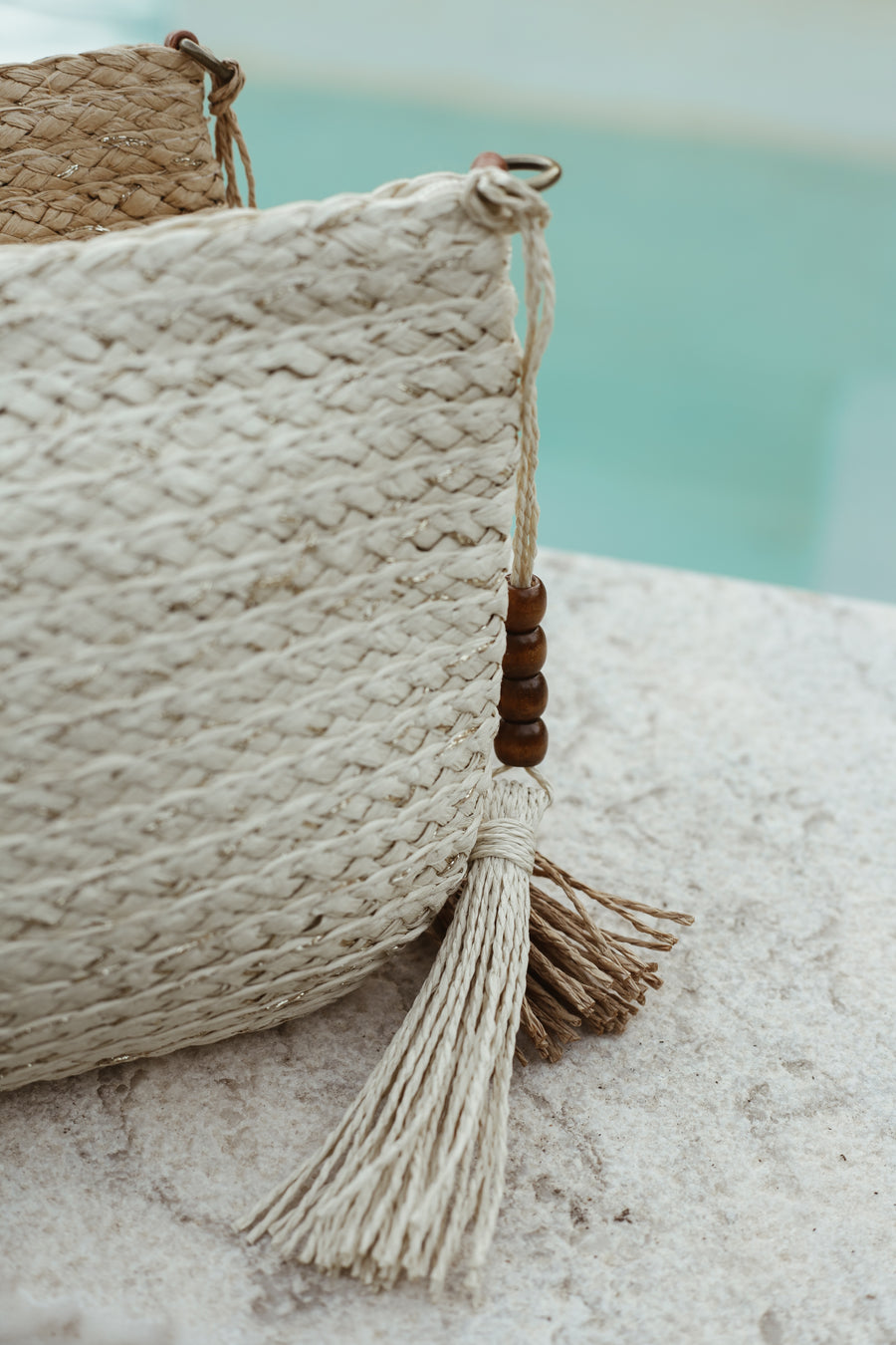 Coquillage Raffia Clutch - Caramel
