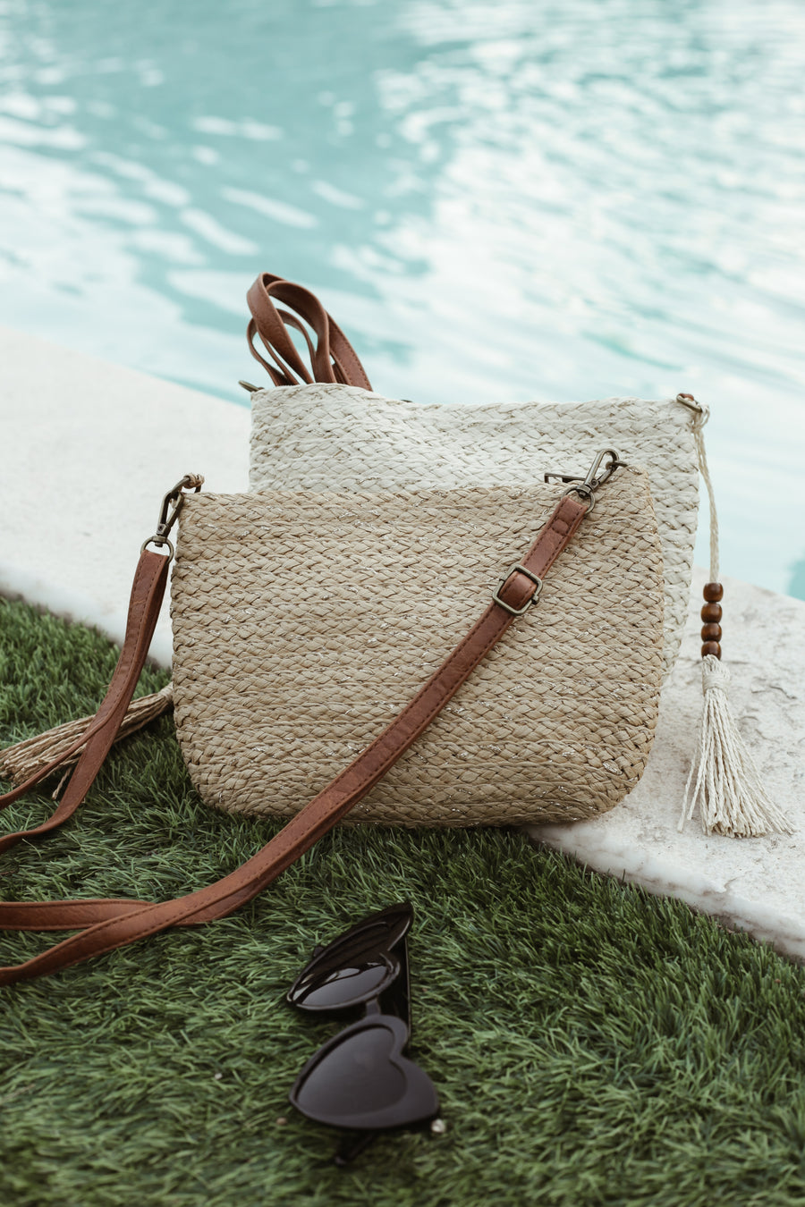 Coquillage Raffia Clutch - Caramel