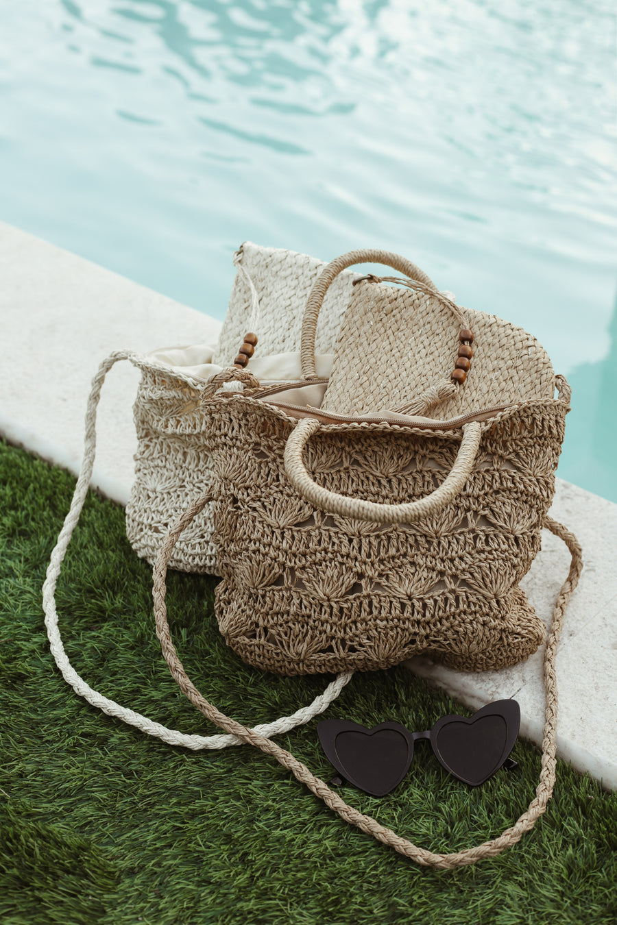 Coquillage Raffia Bag - Olive