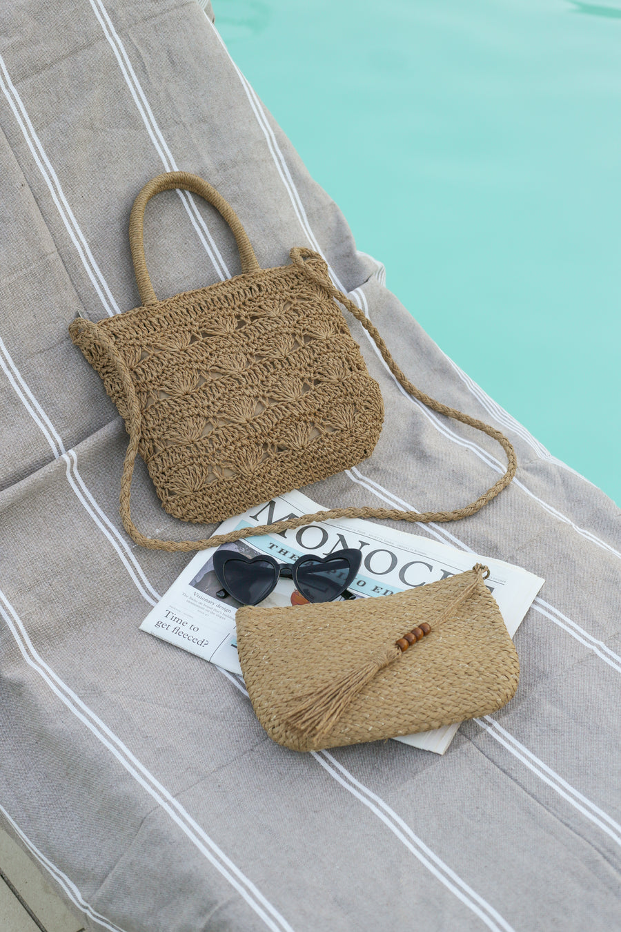 Coquillage Raffia Bag - Olive
