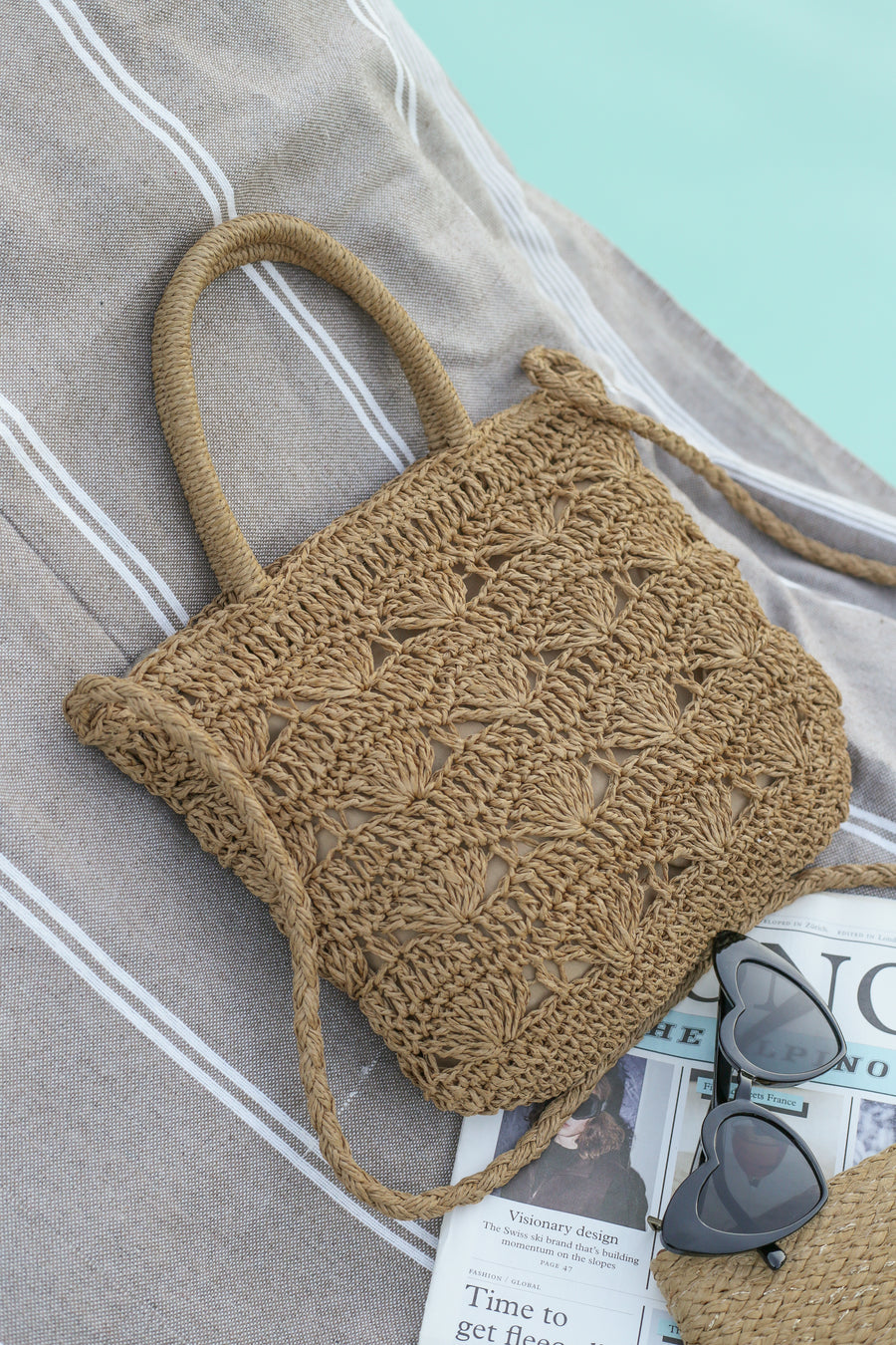 Coquillage Raffia Bag - Caramel