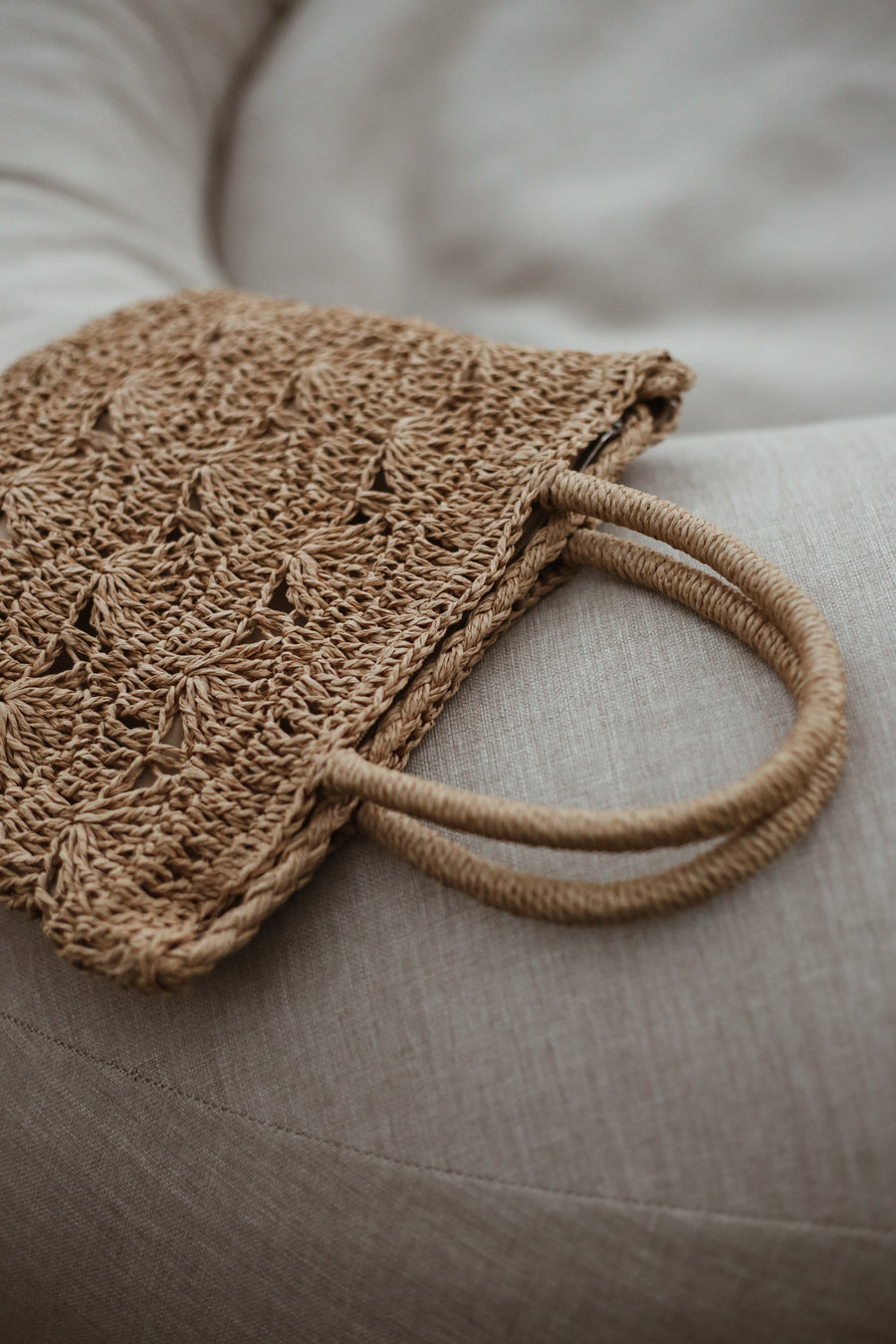 Coquillage Raffia Bag - Caramel