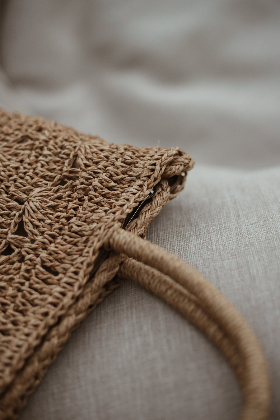 Coquillage Raffia Bag - Caramel