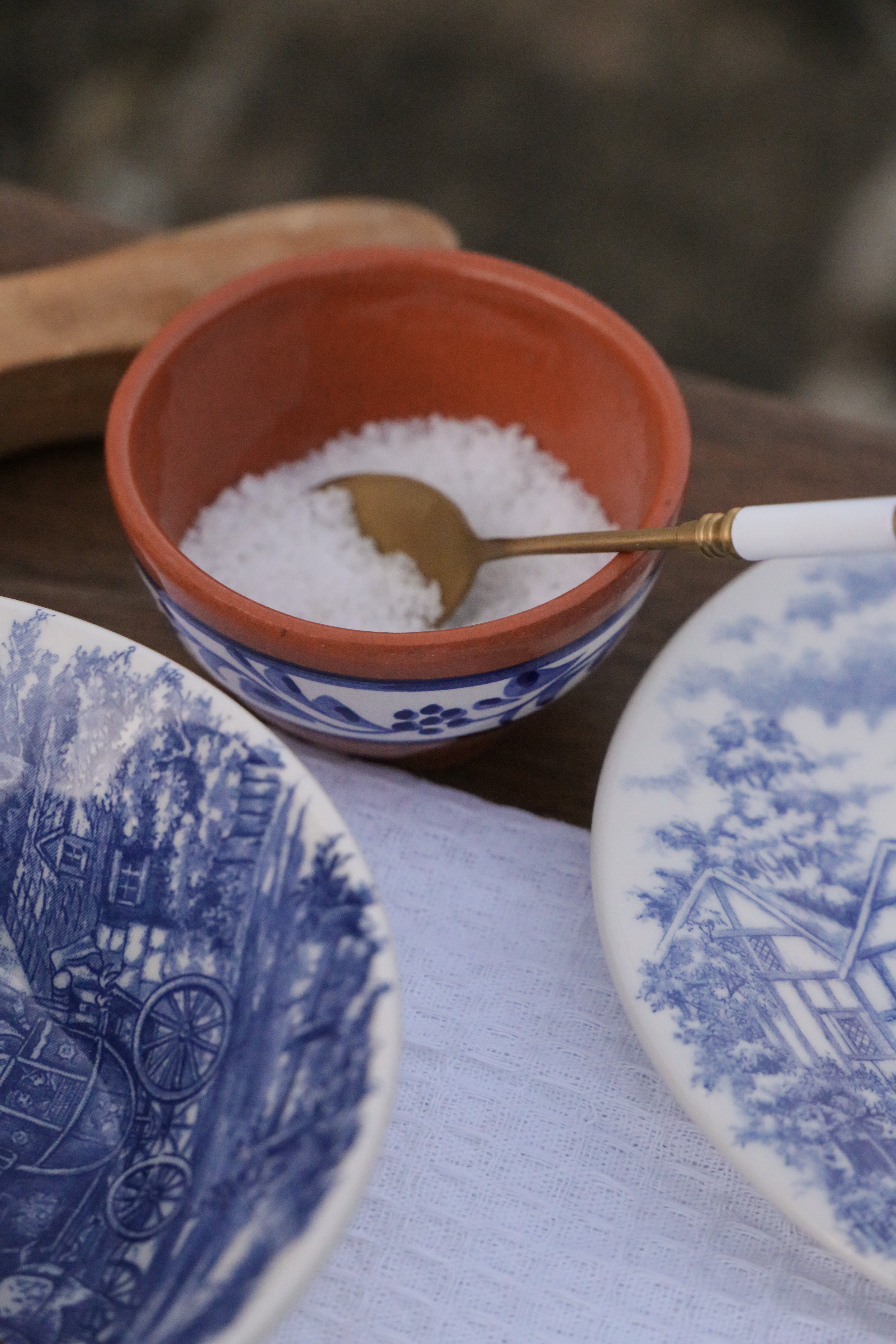 Terracotta Blue & White Hand-painted Bowl III