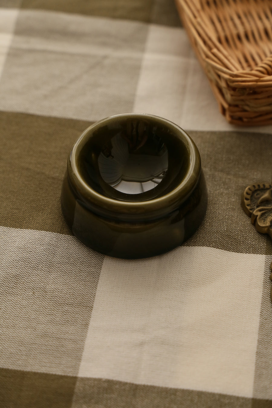 Vintage butter Pat - Moss Green