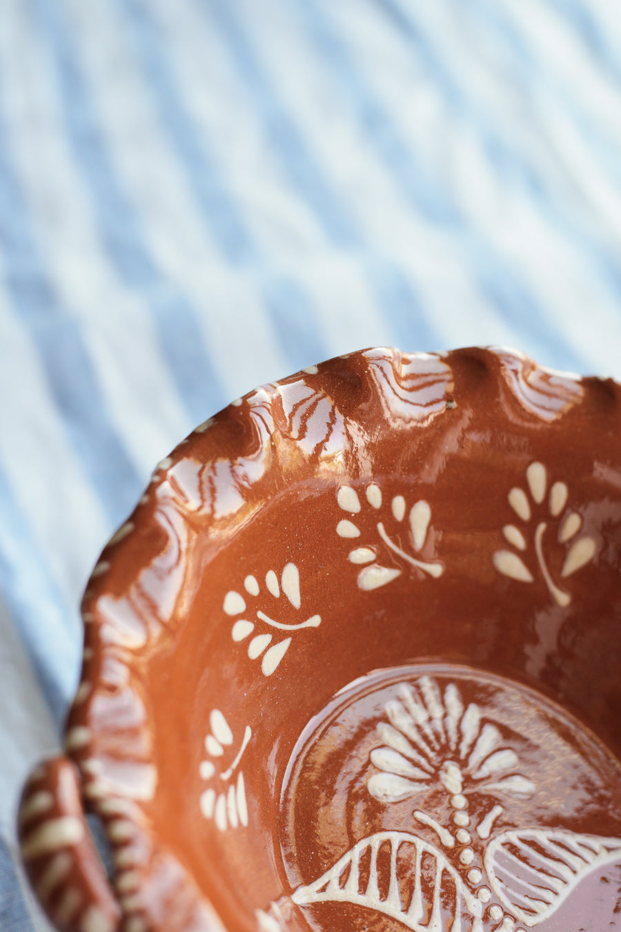 Terracotta Scalloped Hand-painted Platter