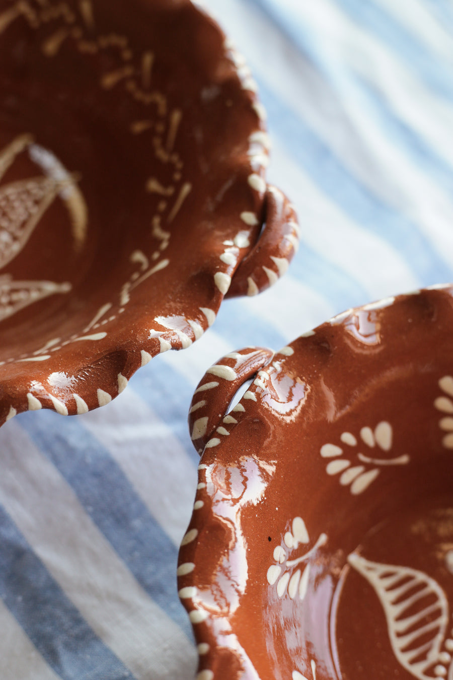 Terracotta Scalloped Hand-painted Platter