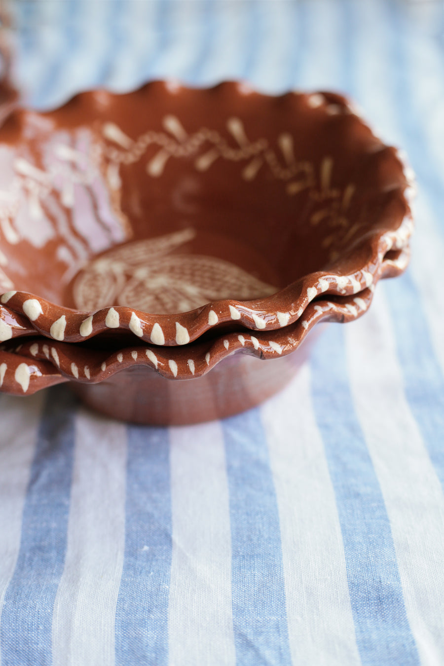 Terracotta Scalloped Hand-painted Platter