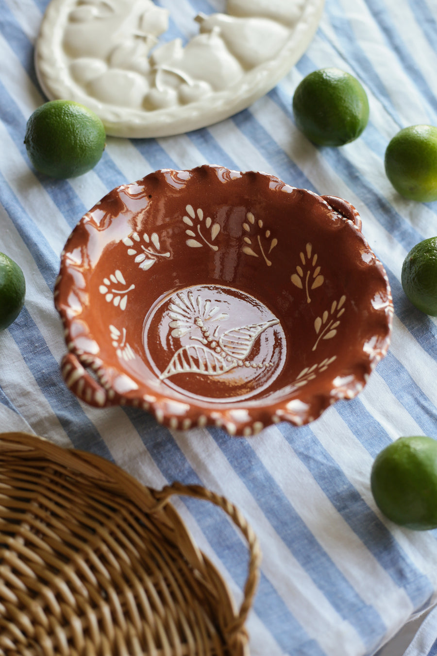 Terracotta Scalloped Hand-painted Platter