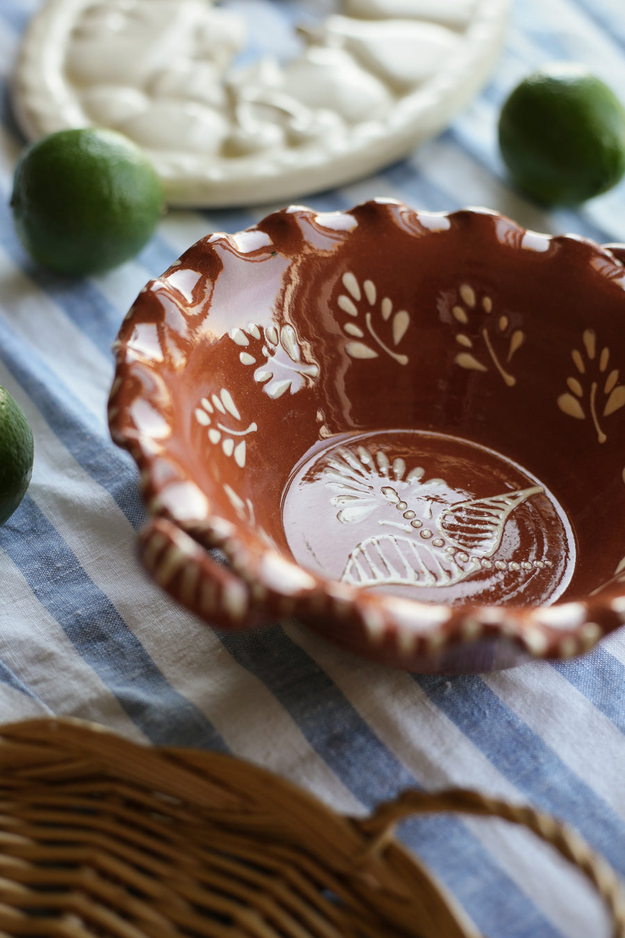 Terracotta Scalloped Hand-painted Platter