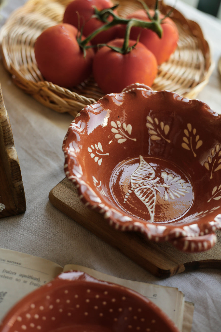 Terracotta Scalloped Hand-painted Platter