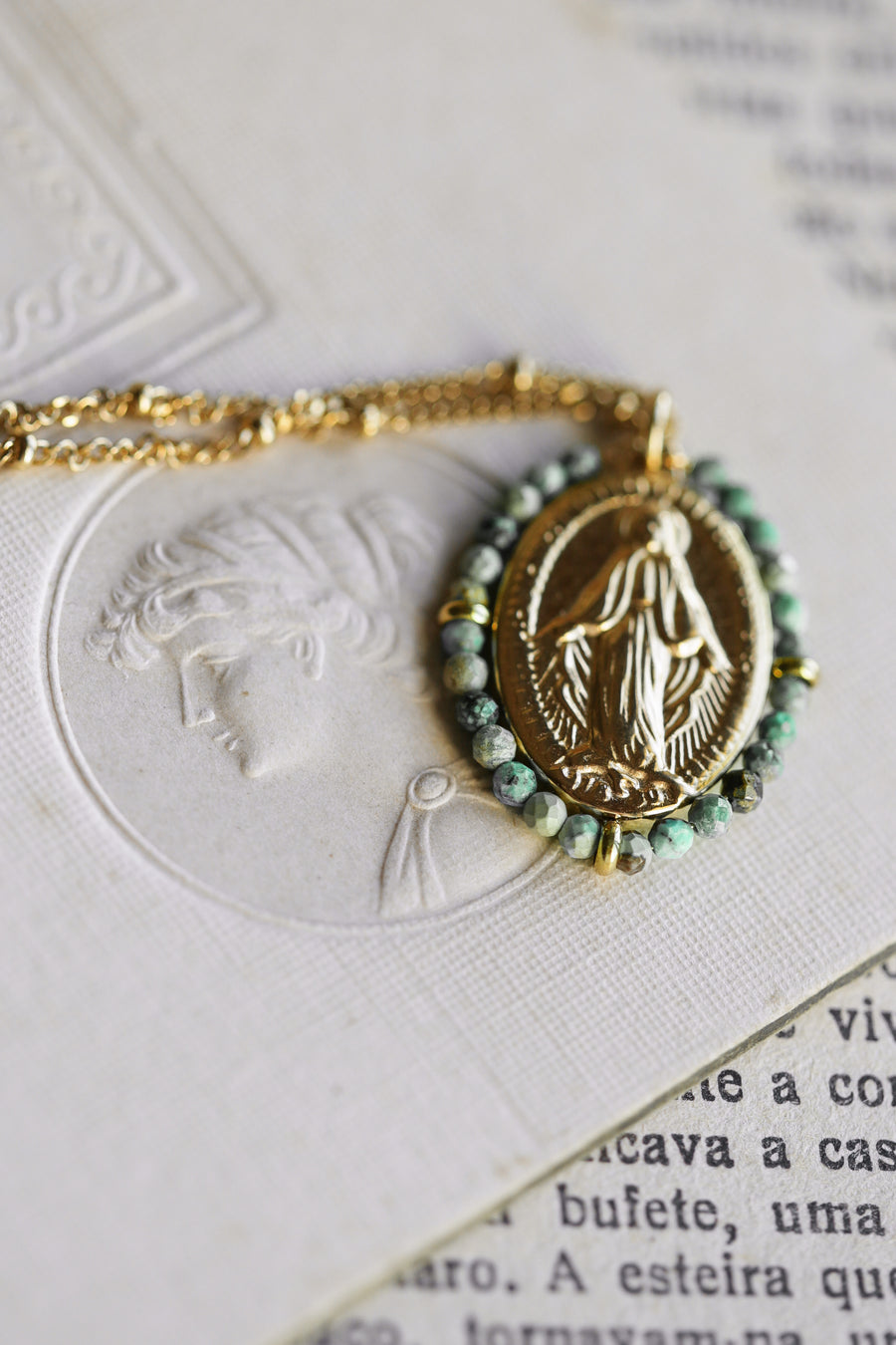 Virgin Mary Necklace - Turquoise