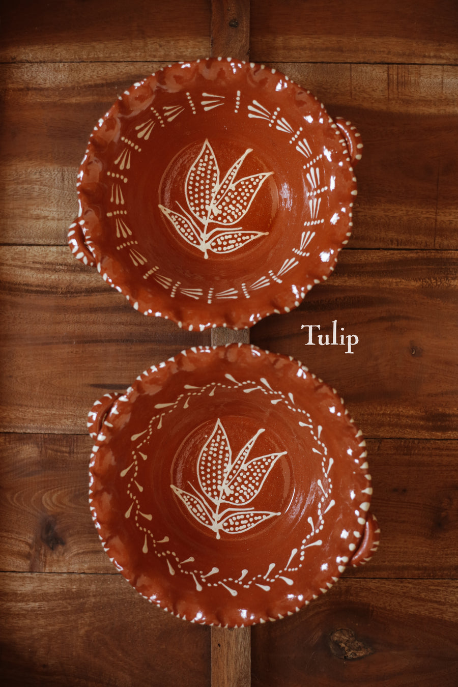 Terracotta Scalloped Hand-painted Platter