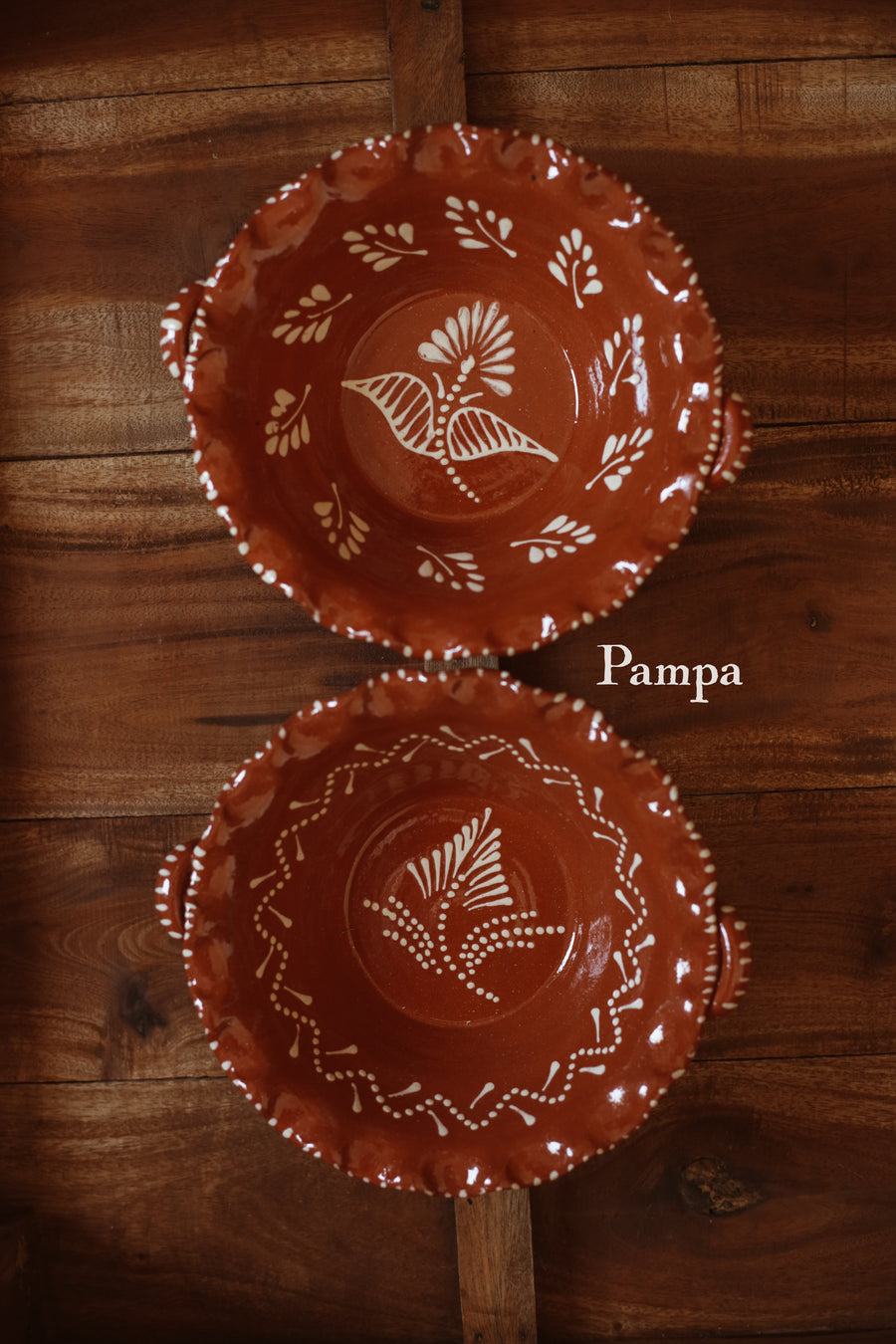 Terracotta Scalloped Hand-painted Platter