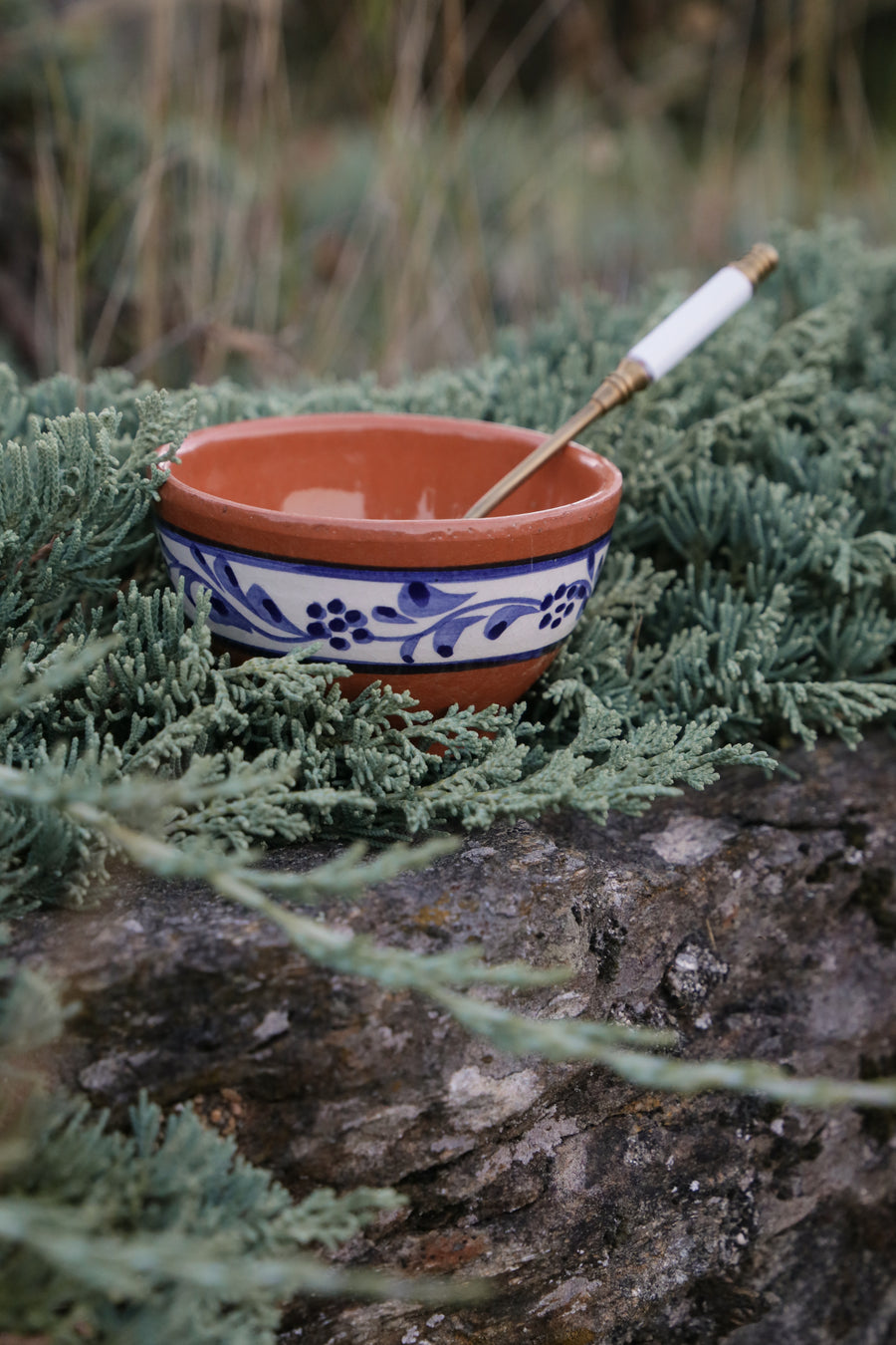 Terracotta Blue & White Hand-painted Bowl III