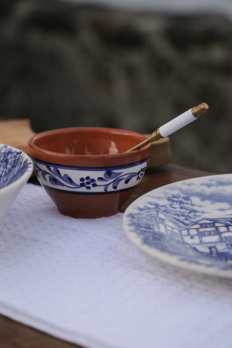 Terracotta Blue & White Hand-painted Bowl III