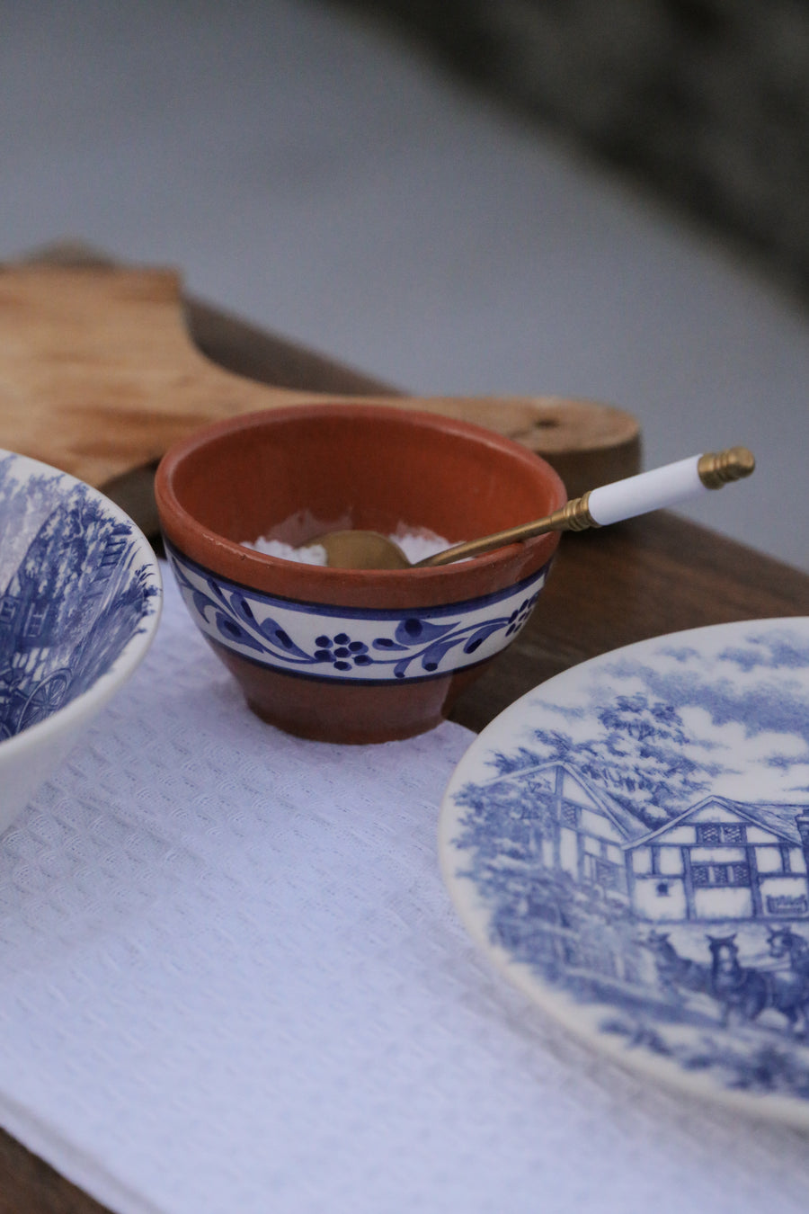 Terracotta Blue & White Hand-painted Bowl III