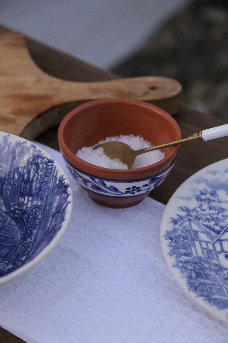 Terracotta Blue & White Hand-painted Bowl III