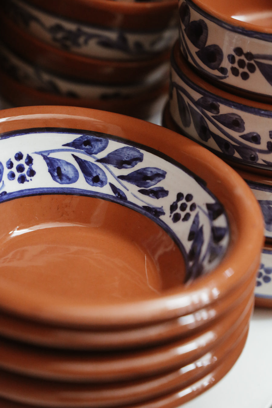 Terracotta Blue & White Hand-painted Bowl I