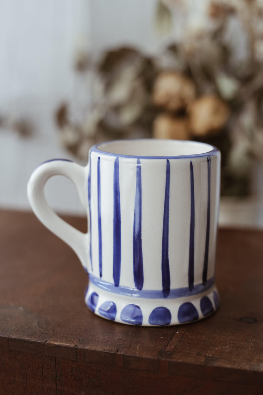 Handmade Ceramic Mug - Blue Stripes