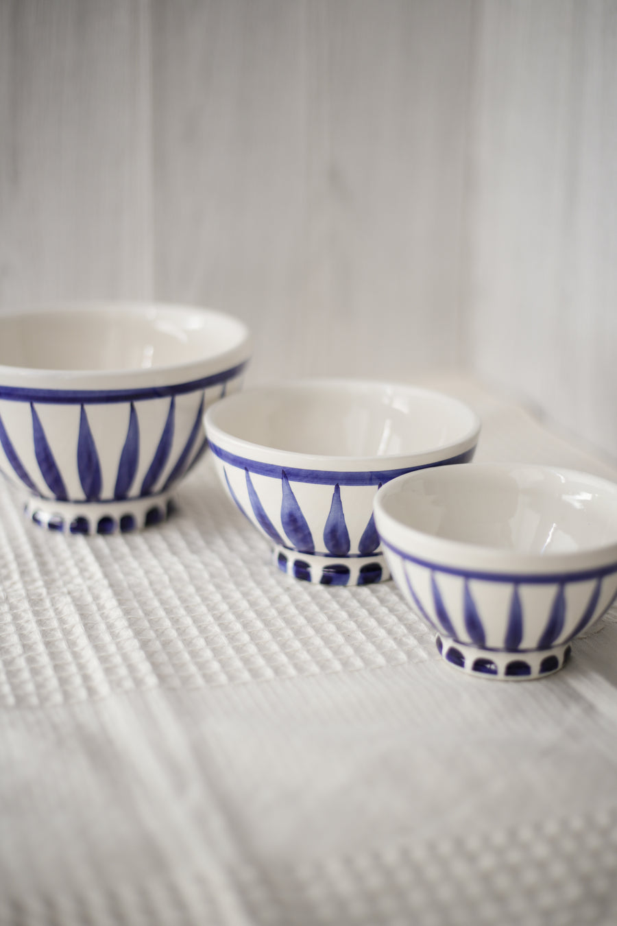 Handmade Nesting Bowls - Blue Stripes