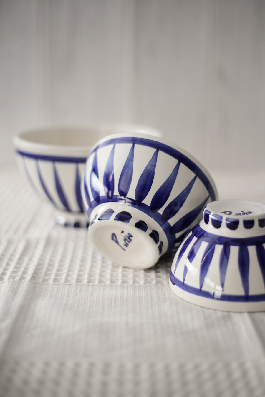 Handmade Nesting Bowls - Blue Stripes