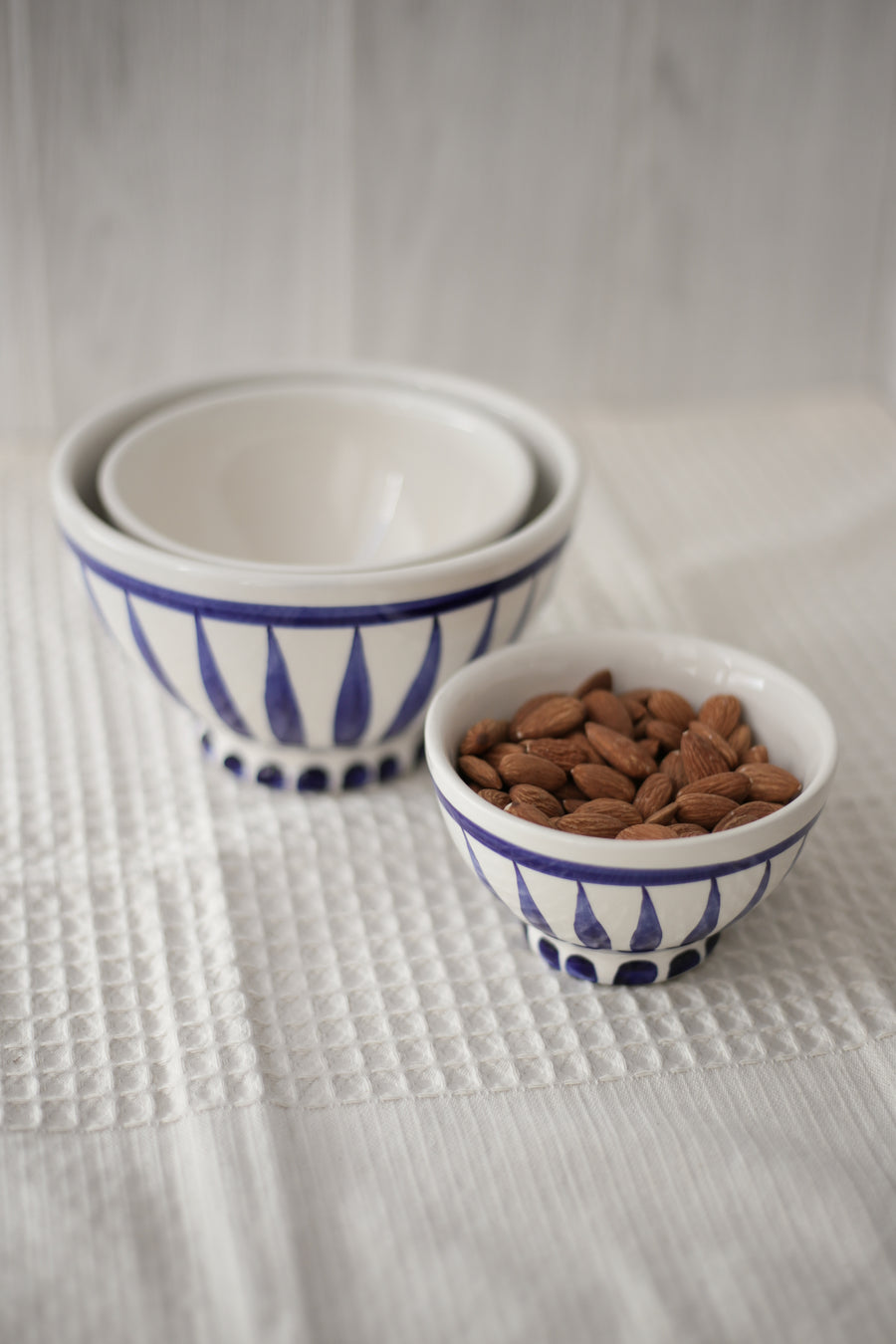 Handmade Nesting Bowls - Blue Stripes