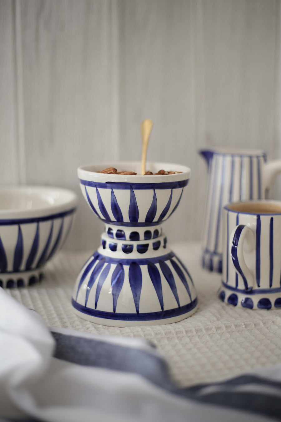 Handmade Nesting Bowls - Blue Stripes