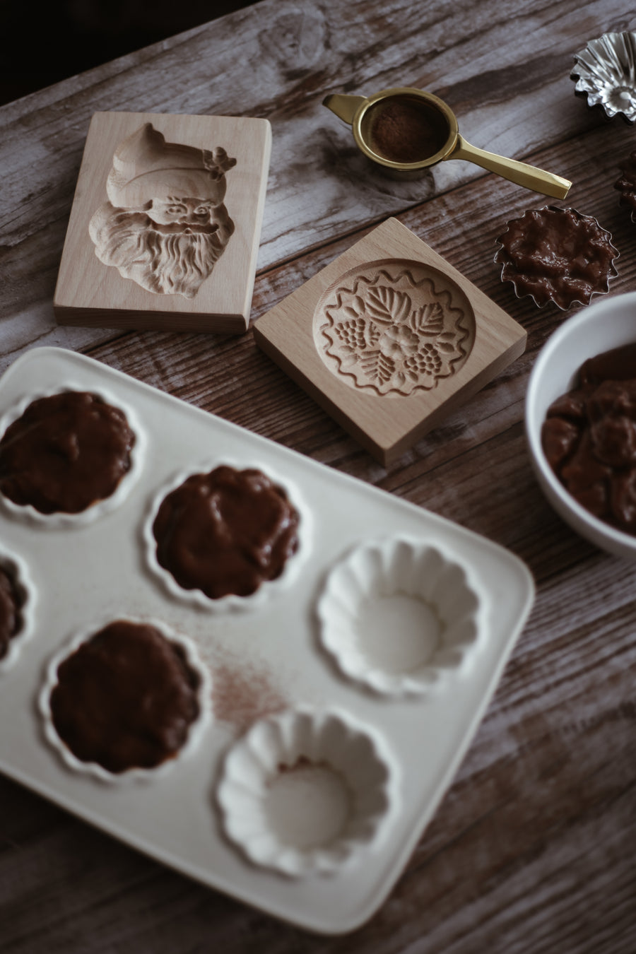 Wood Cookie Mold - Winter Flowers