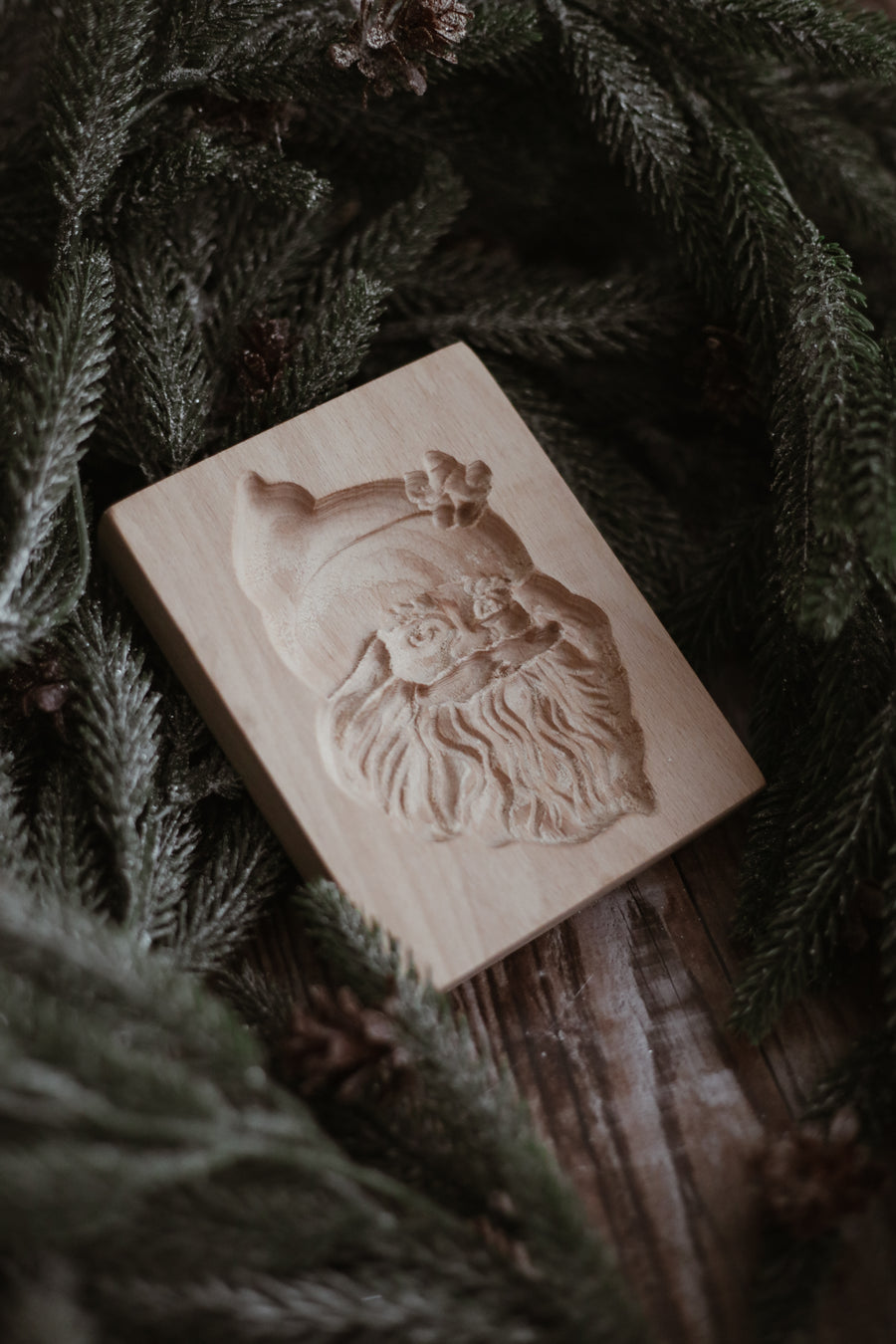 Wood Cookie Mold - Santa