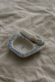 Vintage butter Dish & Knife Set - Hand Painted